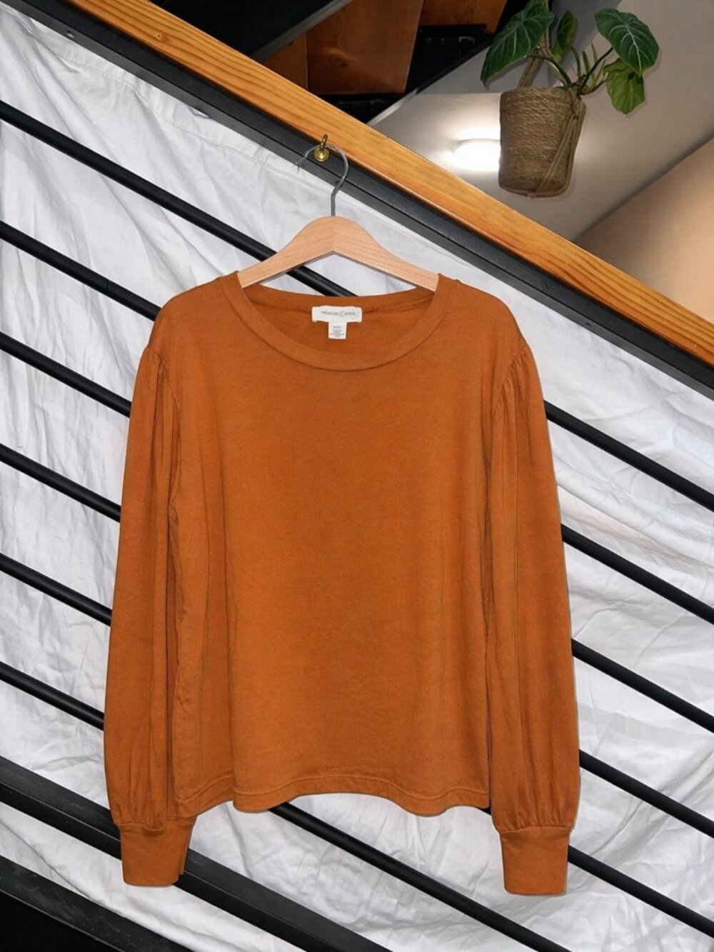 Treasure & Bond Rust Puff Sleeve Top
